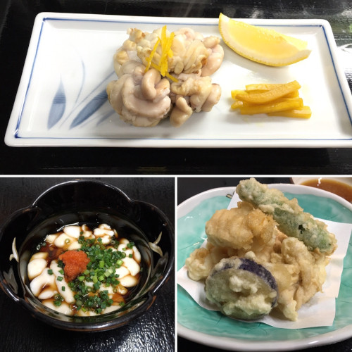 金沢グルメ・冬になると食べられる鱈白子の酢の物・焼き・天ぷら